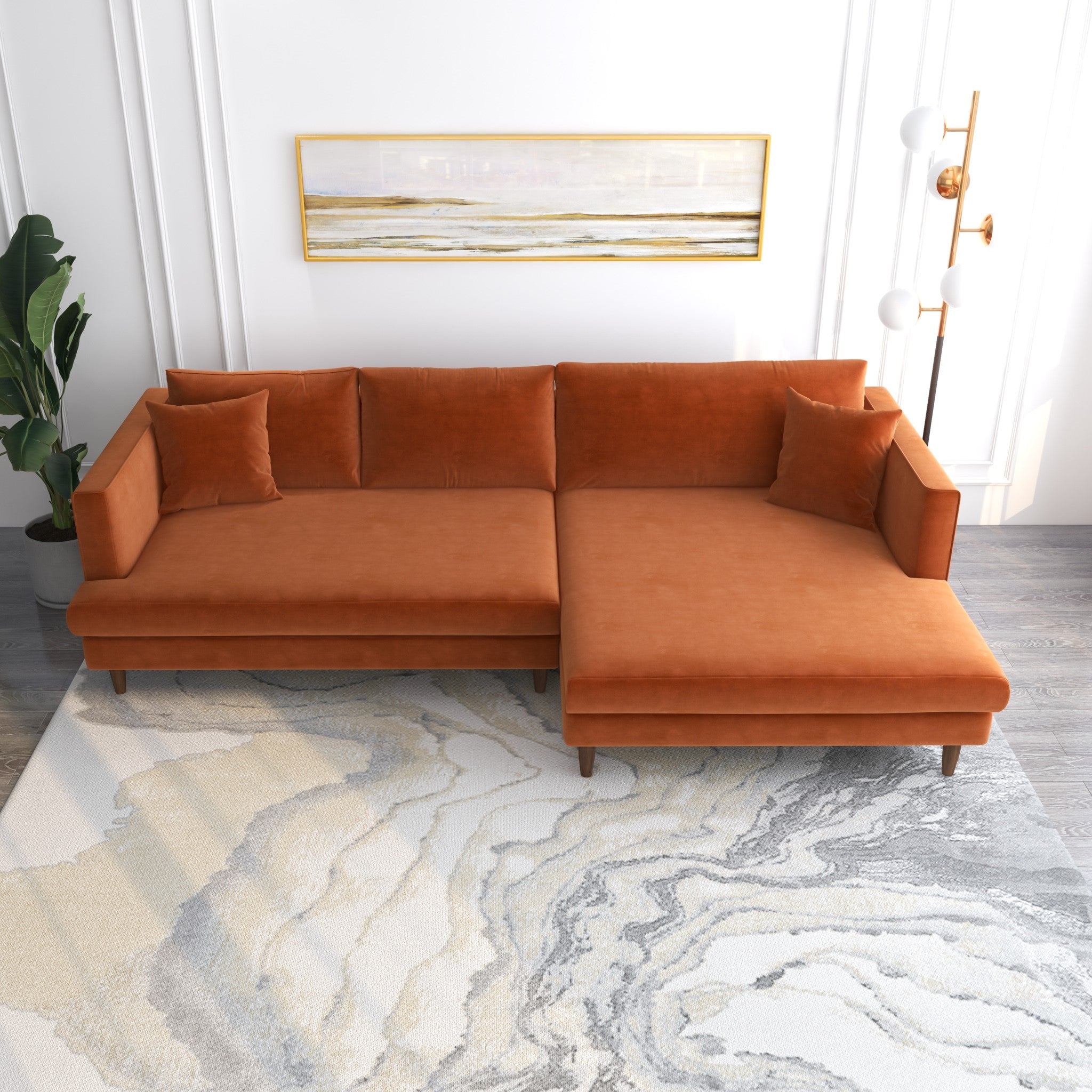 Delano Mid-Century Modern Velvet Sectional Sofa - MidinMod