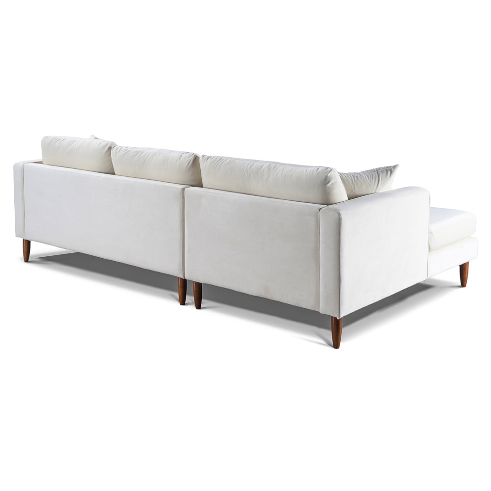 Delano Cream Velvet Sectional Sofa Left Facing Chaise