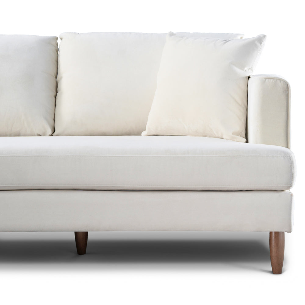 Delano Cream Velvet Sectional Sofa Left Facing Chaise