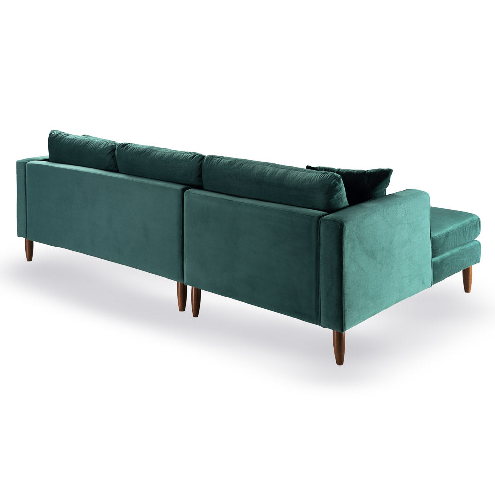 Delano Dark Green Velvet Sectional Sofa - Mid In Mod
