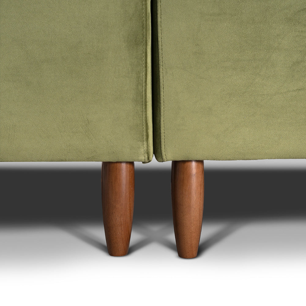 Delano Olive Green Velvet Sectional Sofa Right Facing Chaise