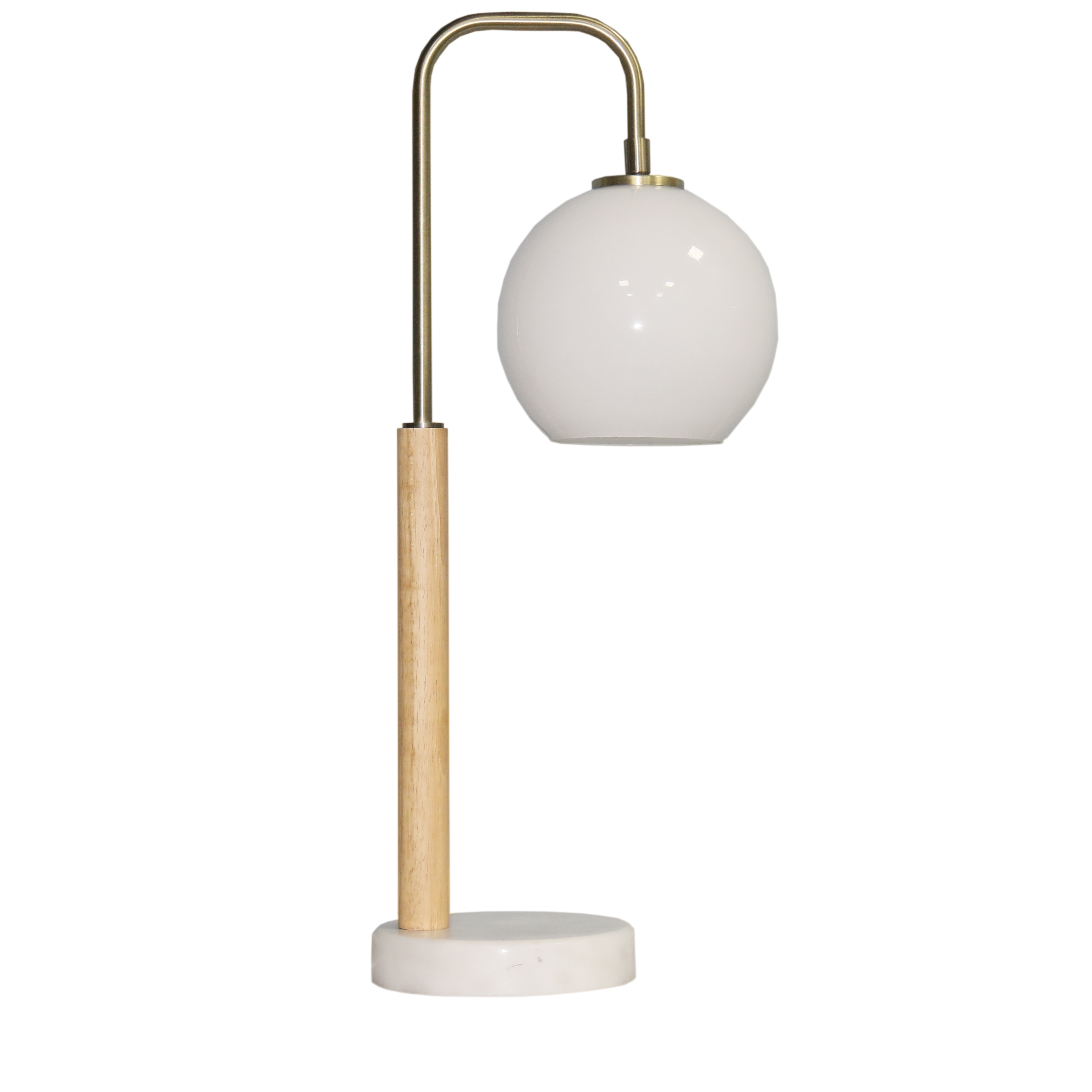 Dione White Globe Lampshade Table Lamp with Marble Base
