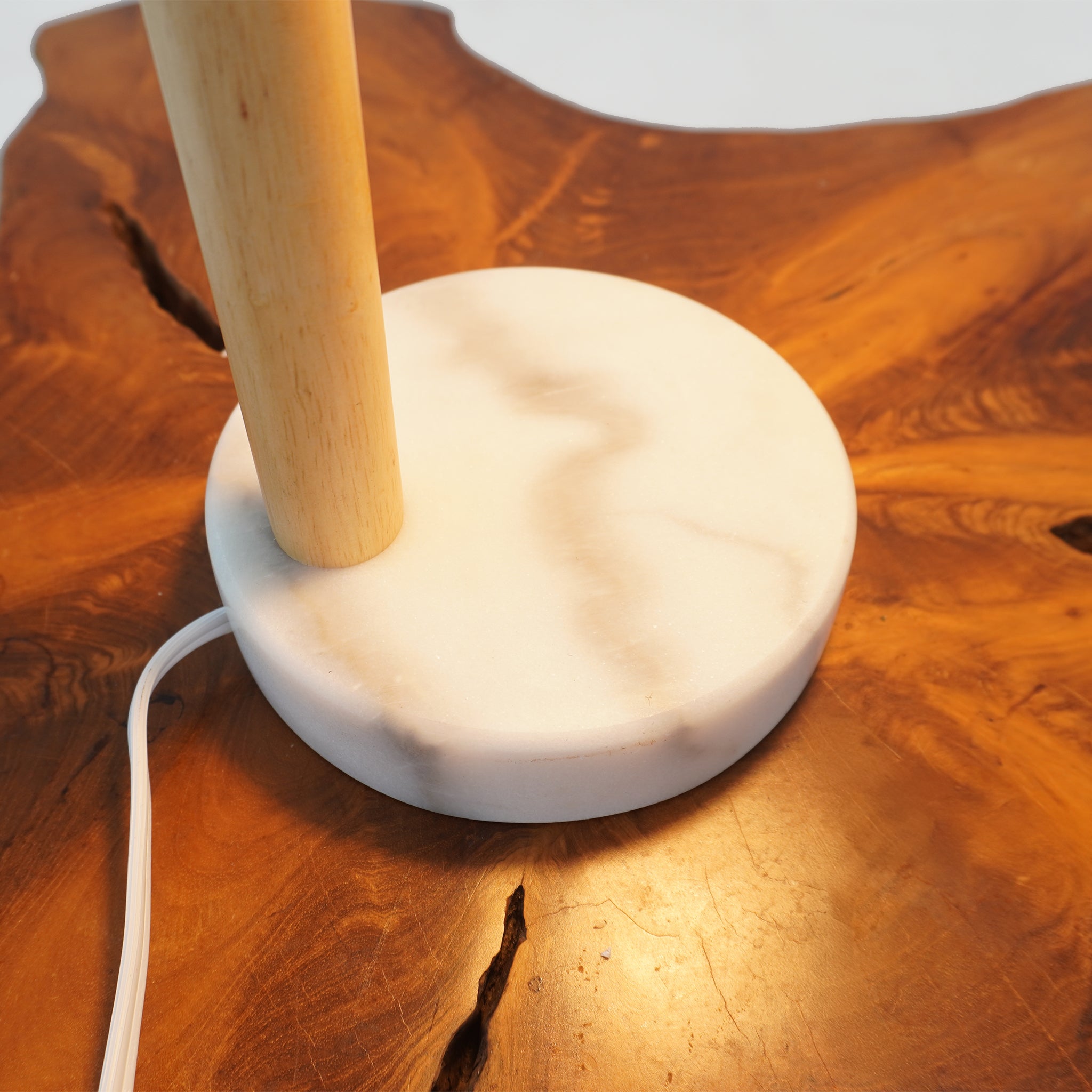 Dione White Globe Lampshade Table Lamp with Marble Base