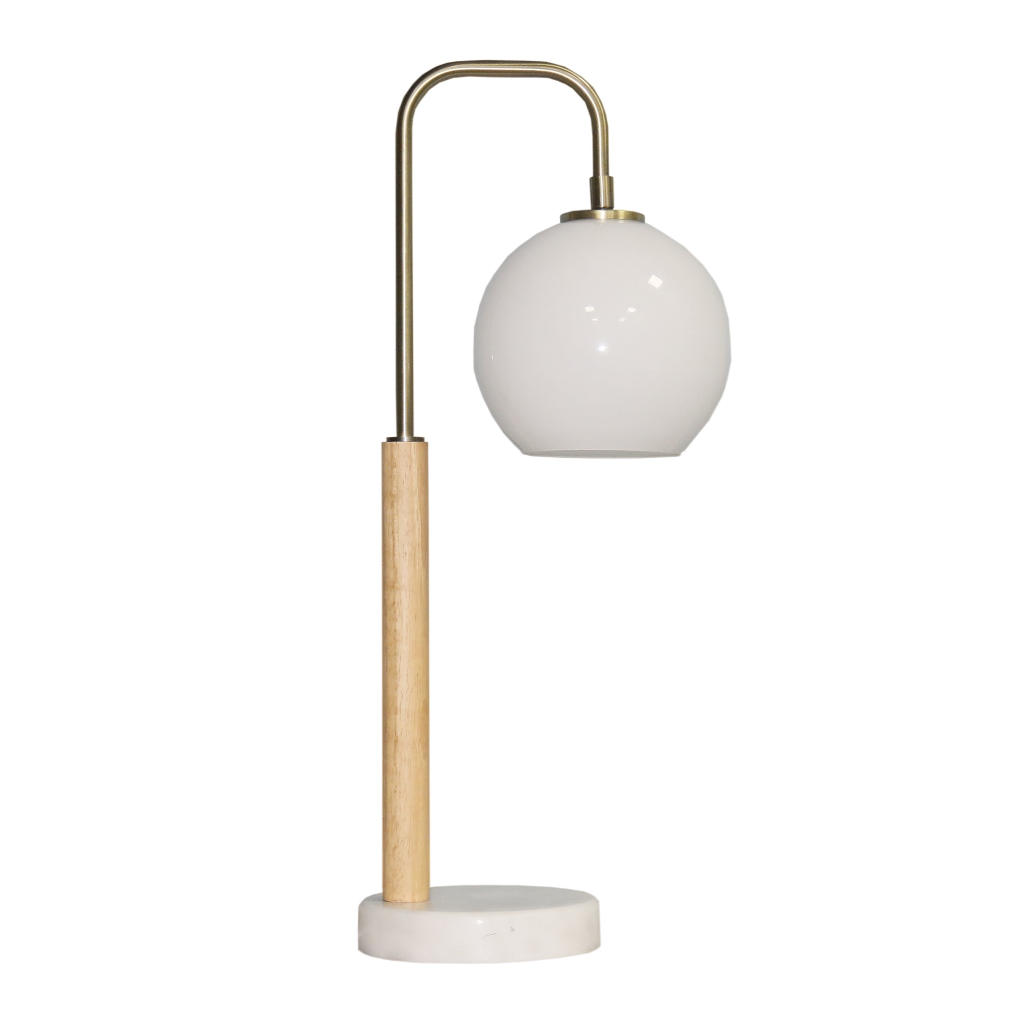 Dione White Globe Lampshade Table Lamp with Marble Base