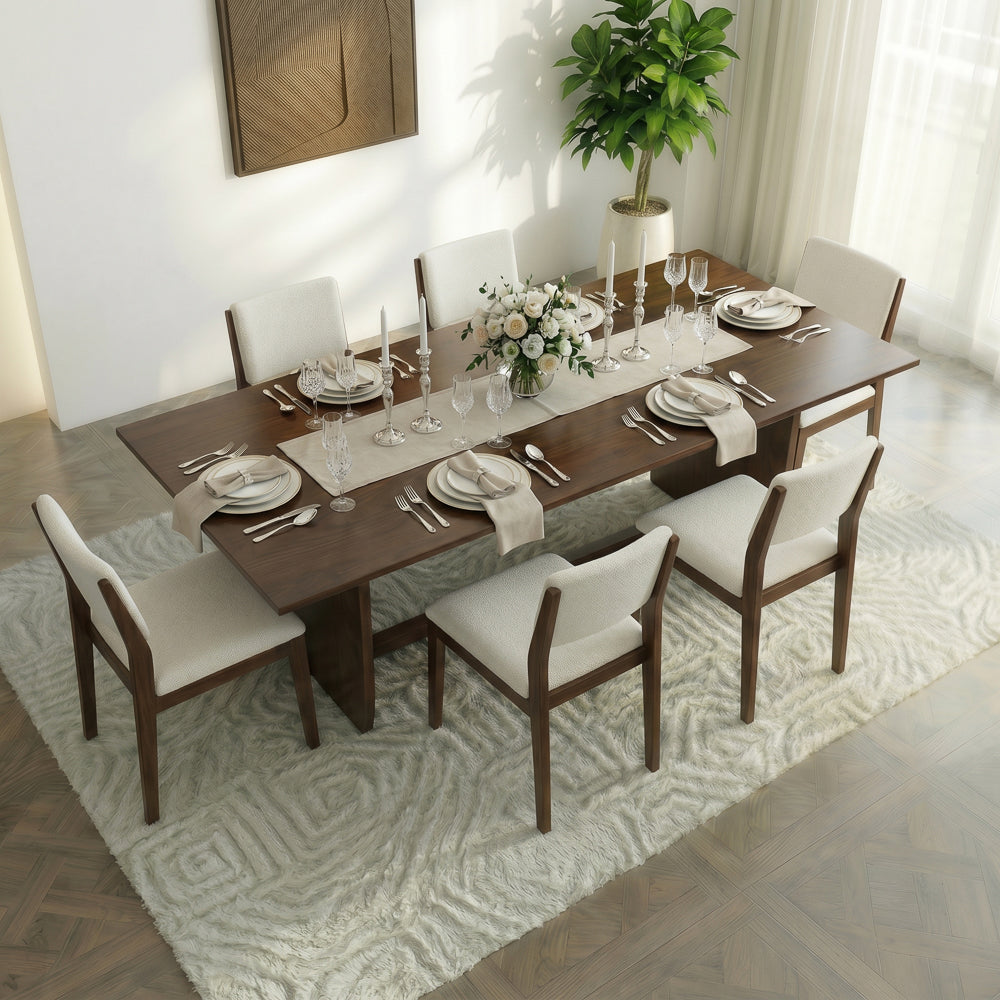 Donna Solid Wood Dining Table with Sculptural Trestle Base – Walnut Finish | MidinMod