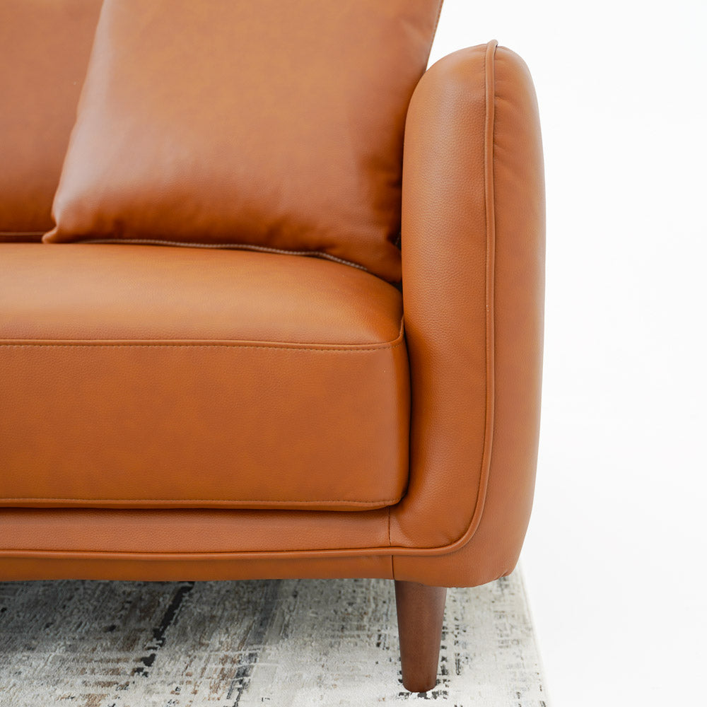 Draper Sectional Left - Cognac Vegan Leather