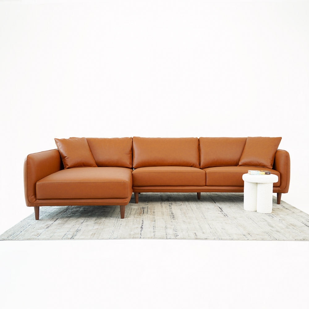 Draper Sectional Left - Cognac Vegan Leather