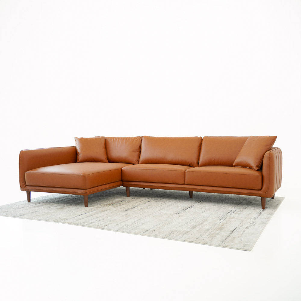 Draper Sectional Left - Cognac Vegan Leather