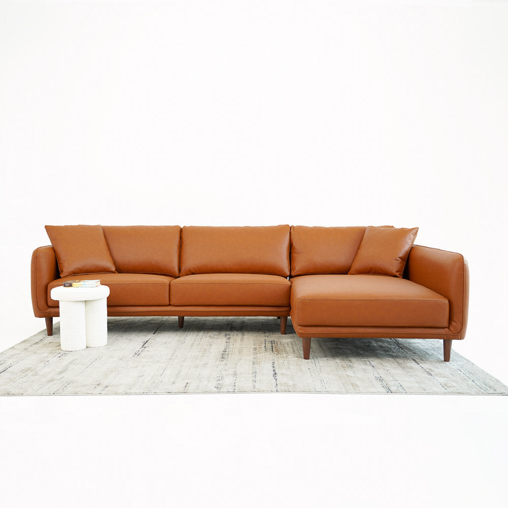 Draper Sectional Right - Cognac Vegan Leather