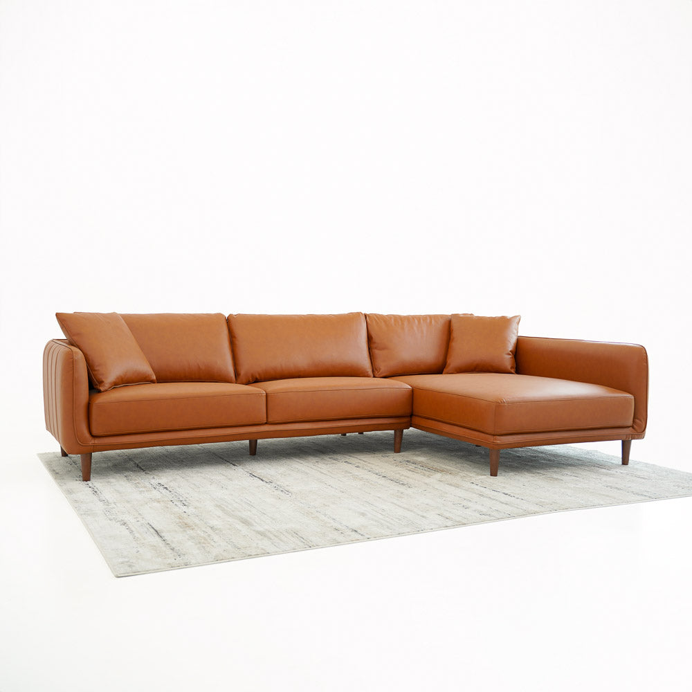 Draper Sectional Right - Cognac Vegan Leather