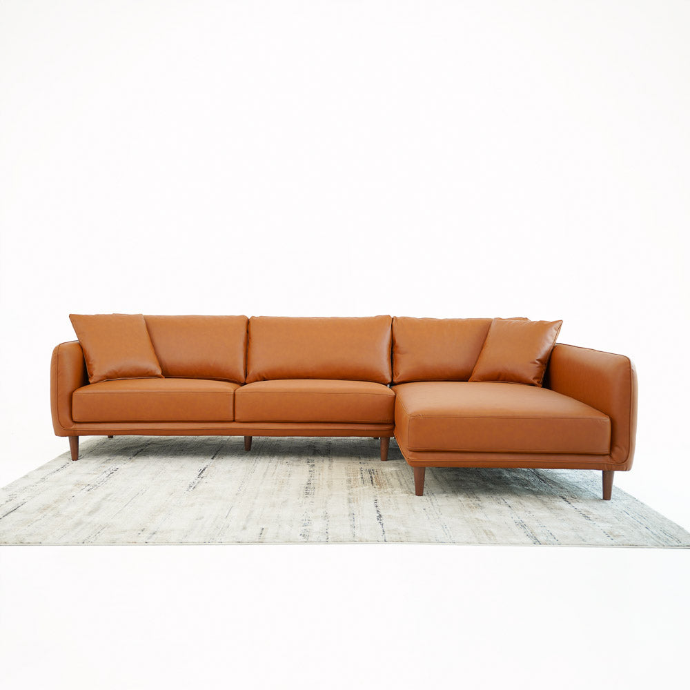 Draper Sectional Right - Cognac Vegan Leather