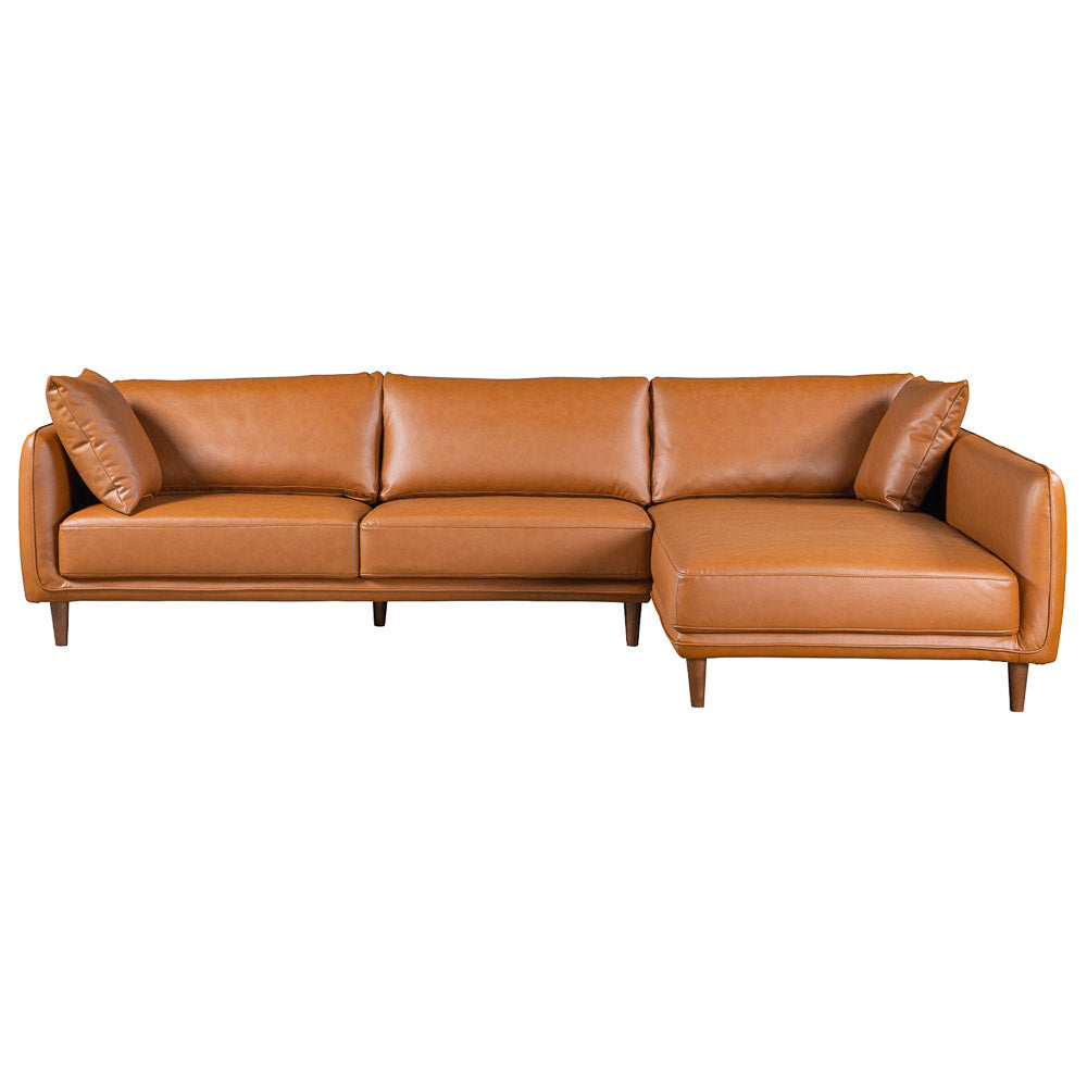 Draper Sectional Right - Cognac Vegan Leather