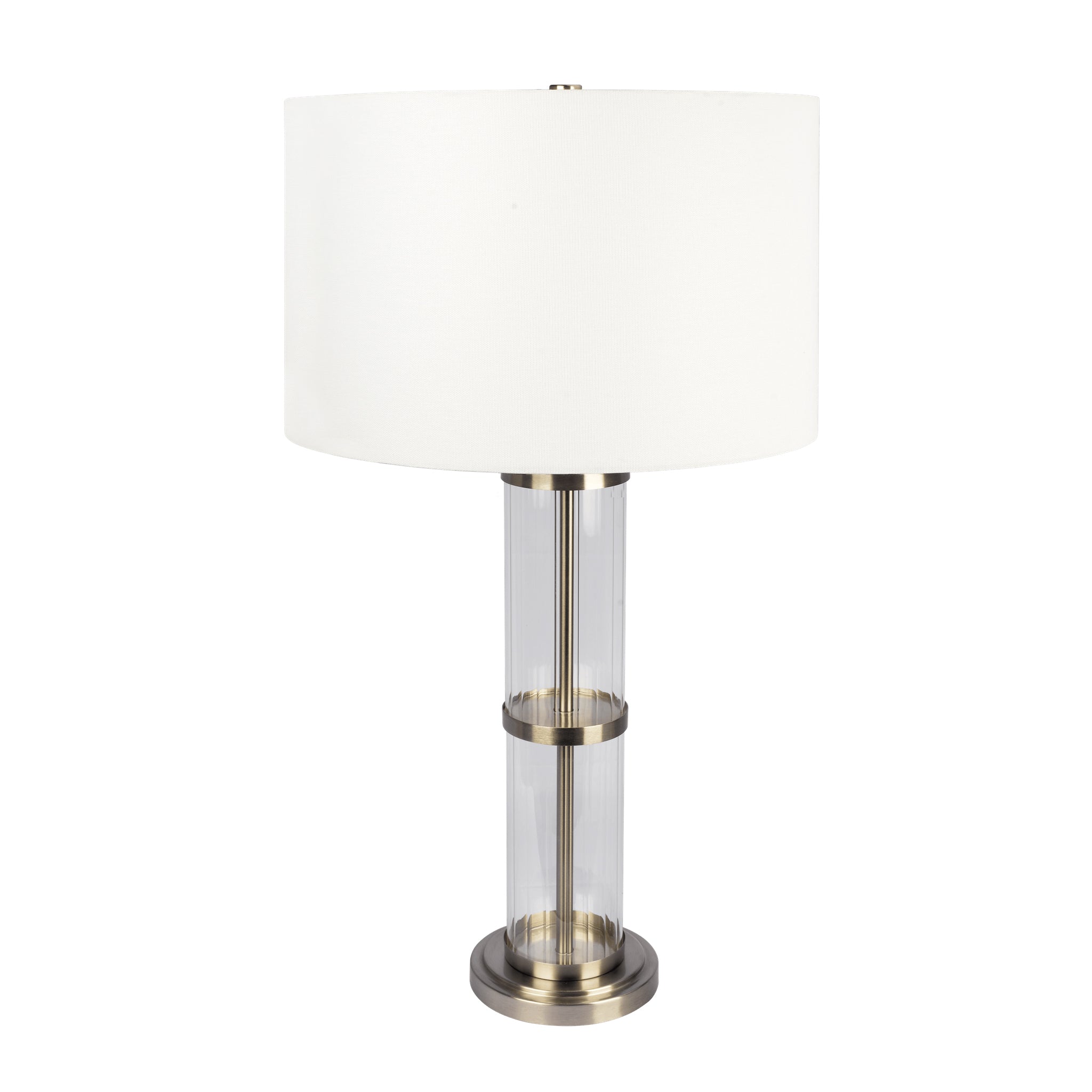 Echo Brushed Nickel Table Lamp | Clear Glass Body & Modern Metal Base | MidinMod