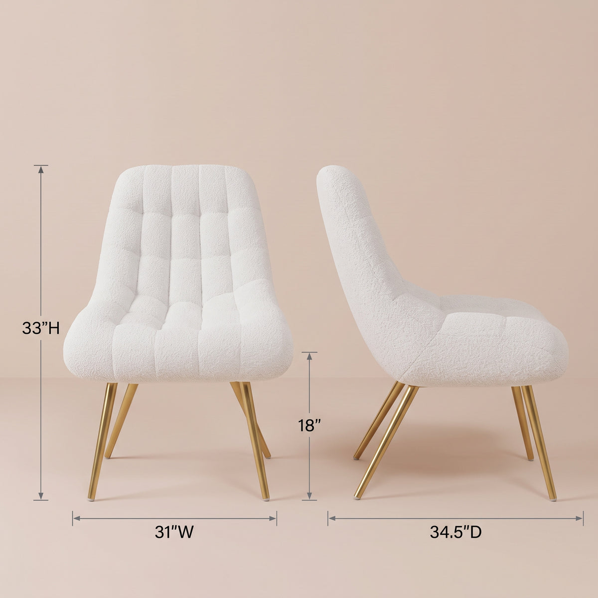 Edna Mid-Century Modern Beige Boucle Lounge Chair with Gold Base | MidinMod