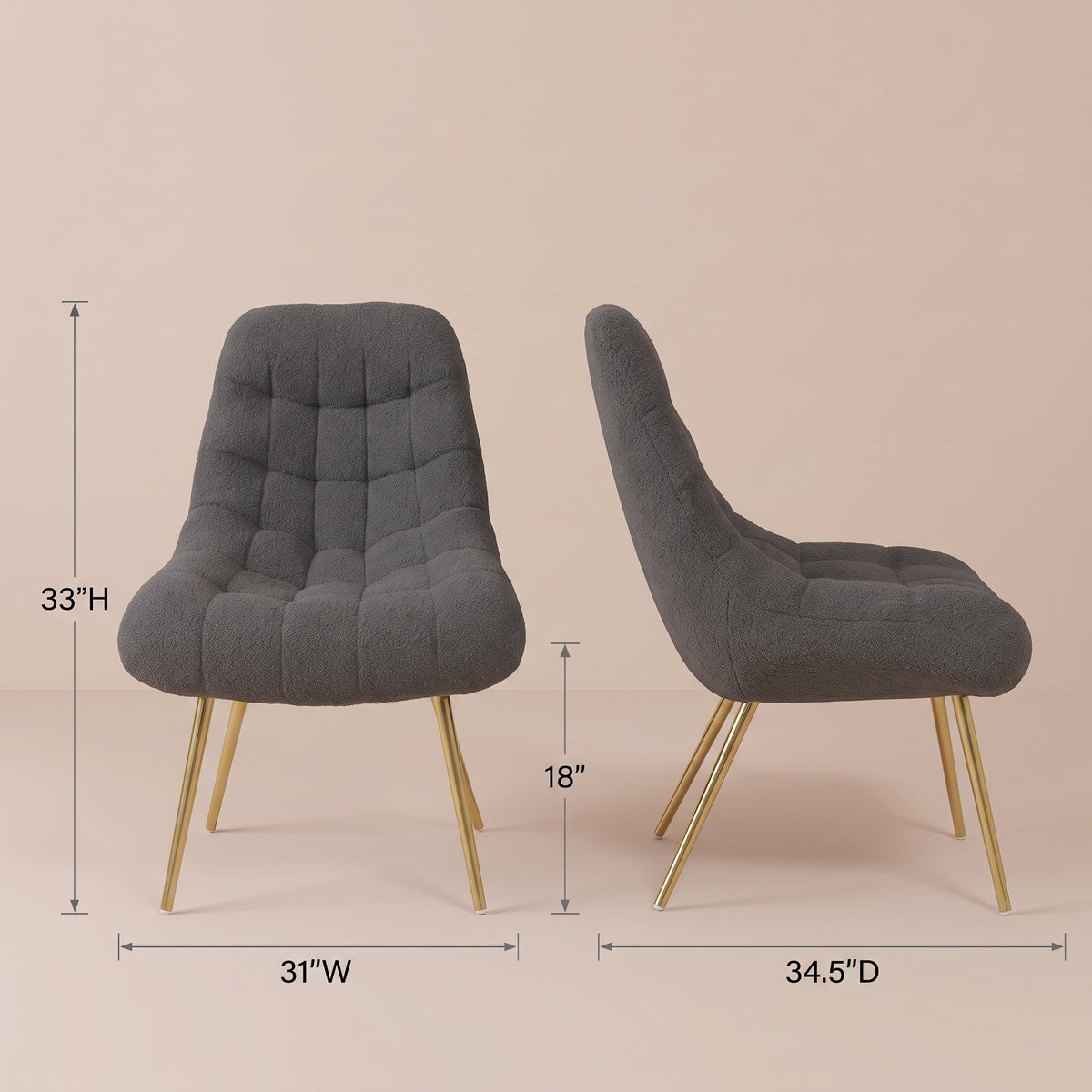 Edna Mid-Century Modern Grey Boucle Lounge Chair with Gold Base | MidinMod