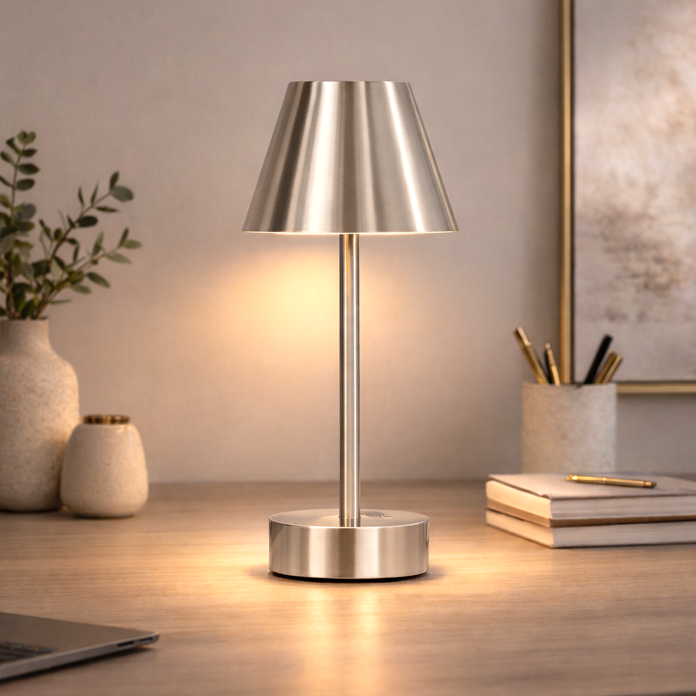 Elegance Rechargeable LED Table Lamp in Brushed Nickel | MidinMod