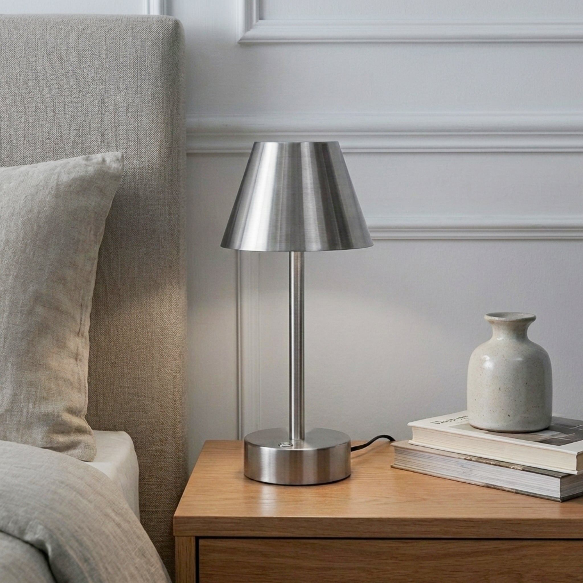 Elegance Rechargeable LED Table Lamp in Brushed Nickel | MidinMod