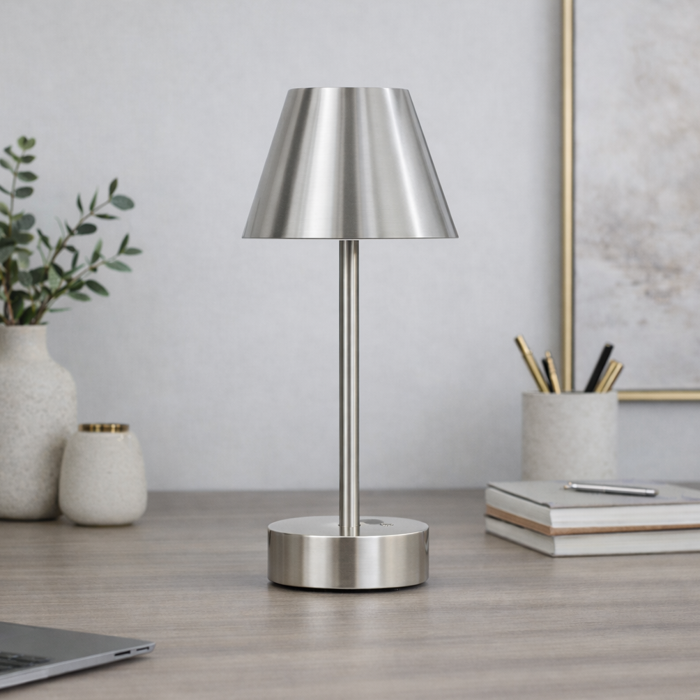 Elegance Rechargeable LED Table Lamp in Brushed Nickel | MidinMod
