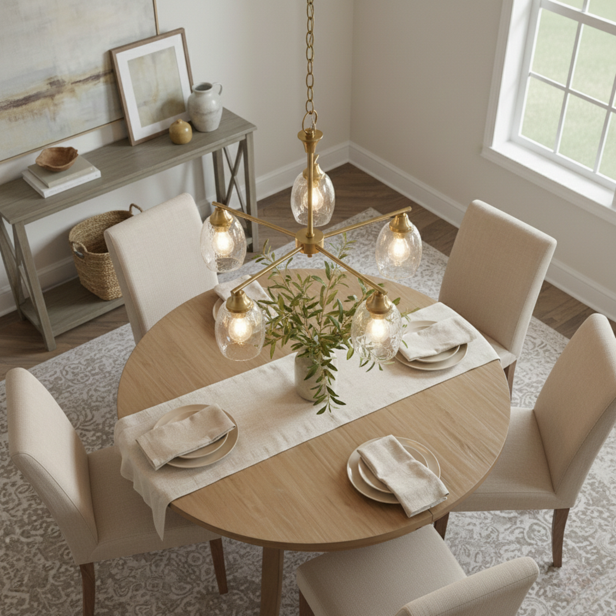 Elegance 5-Light Linear Chandelier | Golden Brass with Clear Water Glass | MidinMod
