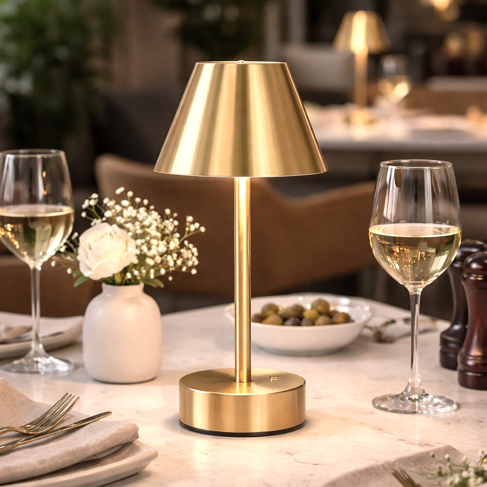 Elegance Rechargeable LED Table Lamp | Plated Brass & Touch Control | MidinMod