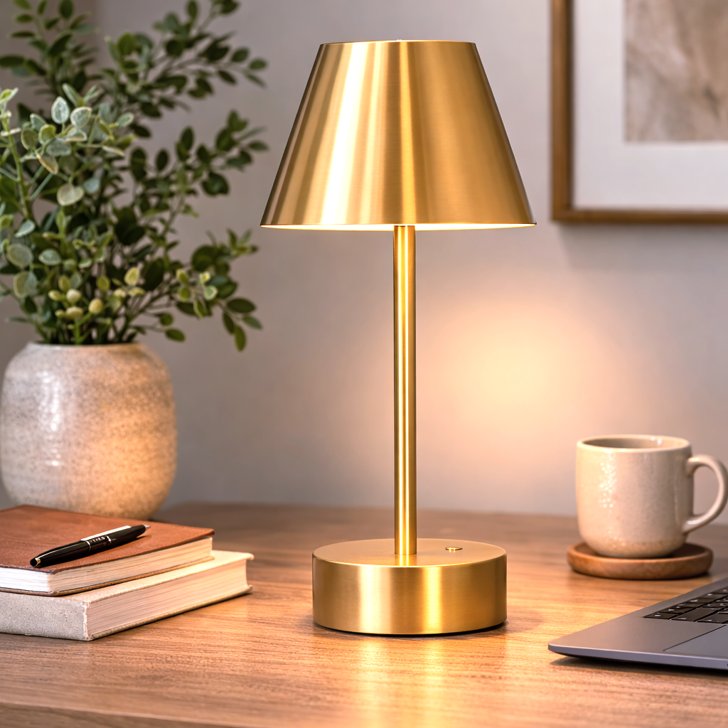 Elegance Rechargeable LED Table Lamp | Plated Brass & Touch Control | MidinMod