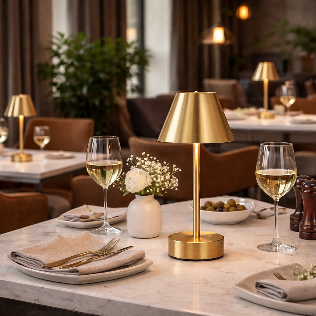 Elegance Rechargeable LED Table Lamp | Plated Brass & Touch Control | MidinMod
