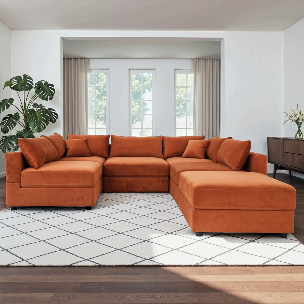 Eliot Velvet Mid-Century Modern Modular Sectional Sofa - MidinMod
