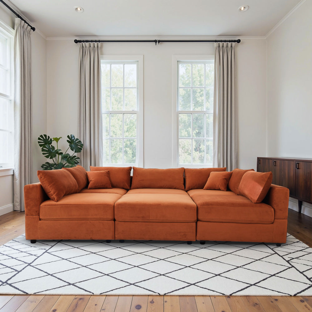 Eliot Velvet Mid-Century Modern Modular Sectional Sofa - MidinMod