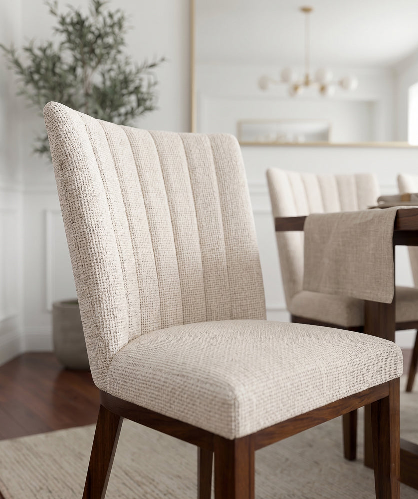 Elm Modern Beige Fabric Dining Chair Set | Mid-Century Comfort | MidinMod