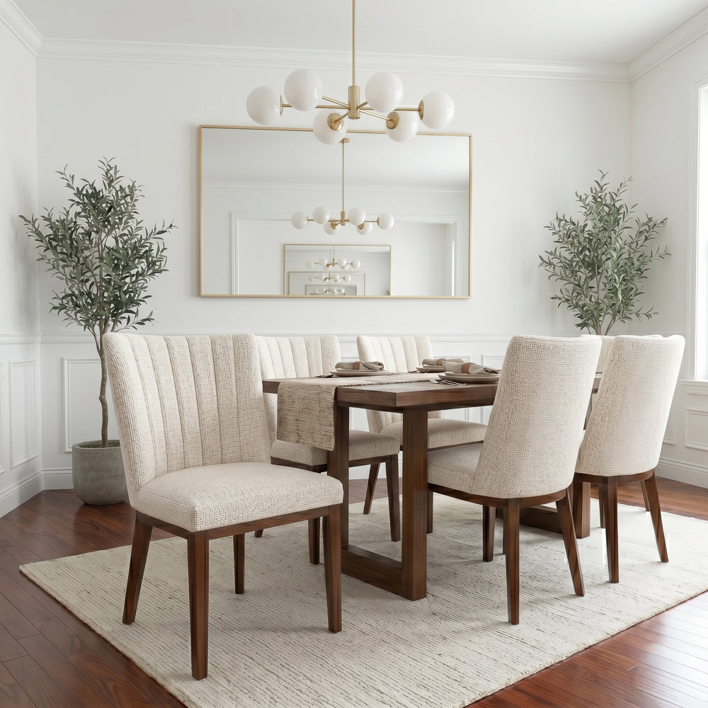 Elm Modern Beige Fabric Dining Chair Set | Mid-Century Comfort | MidinMod