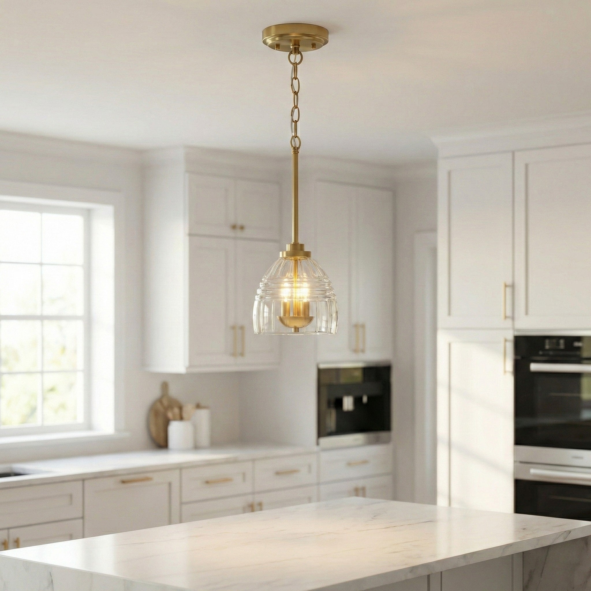 Ember 3-Light Candle Chain Pendant | Satin Brass with Clear Glass | MidinMod