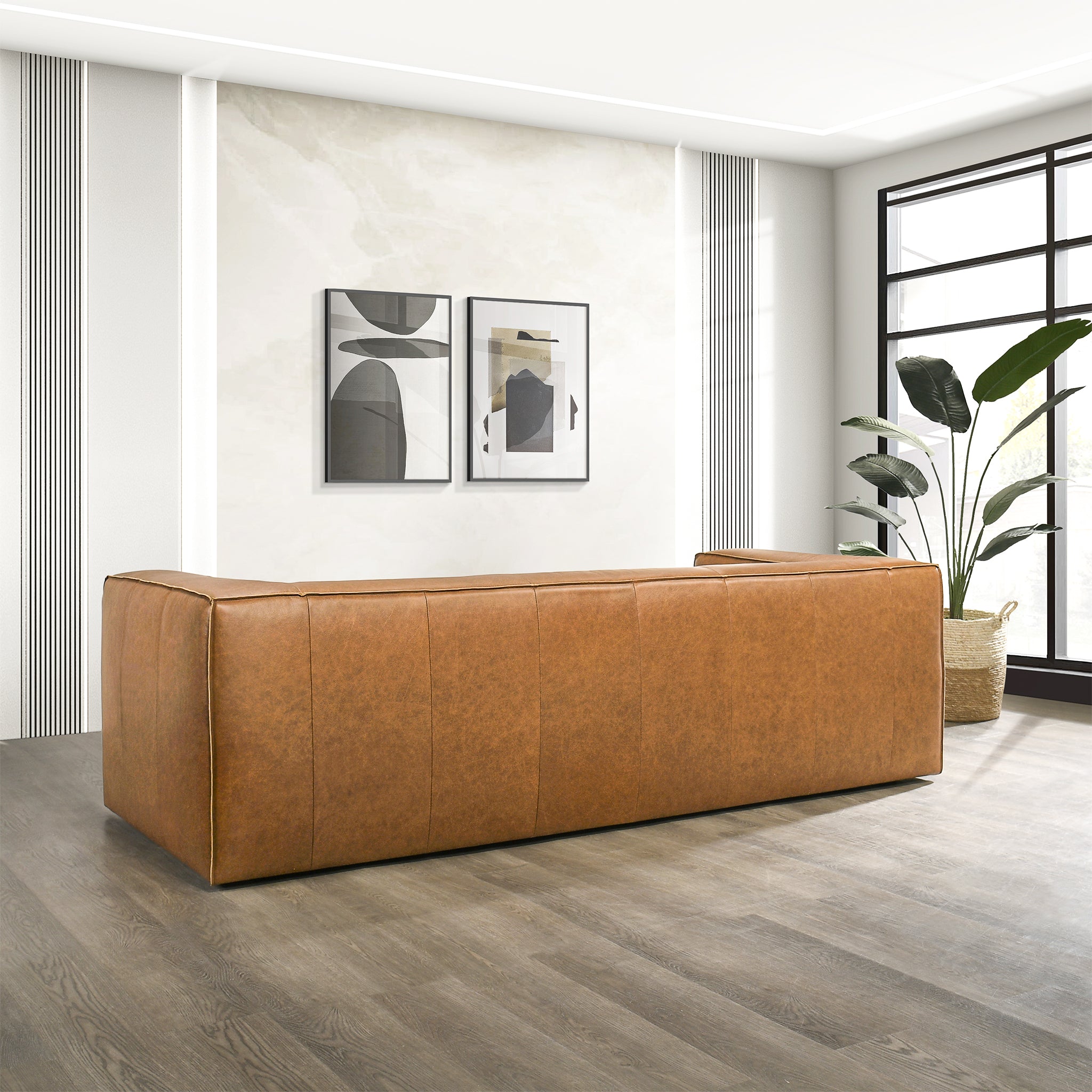 Emerson Tan Leather Sofa - MidinMod