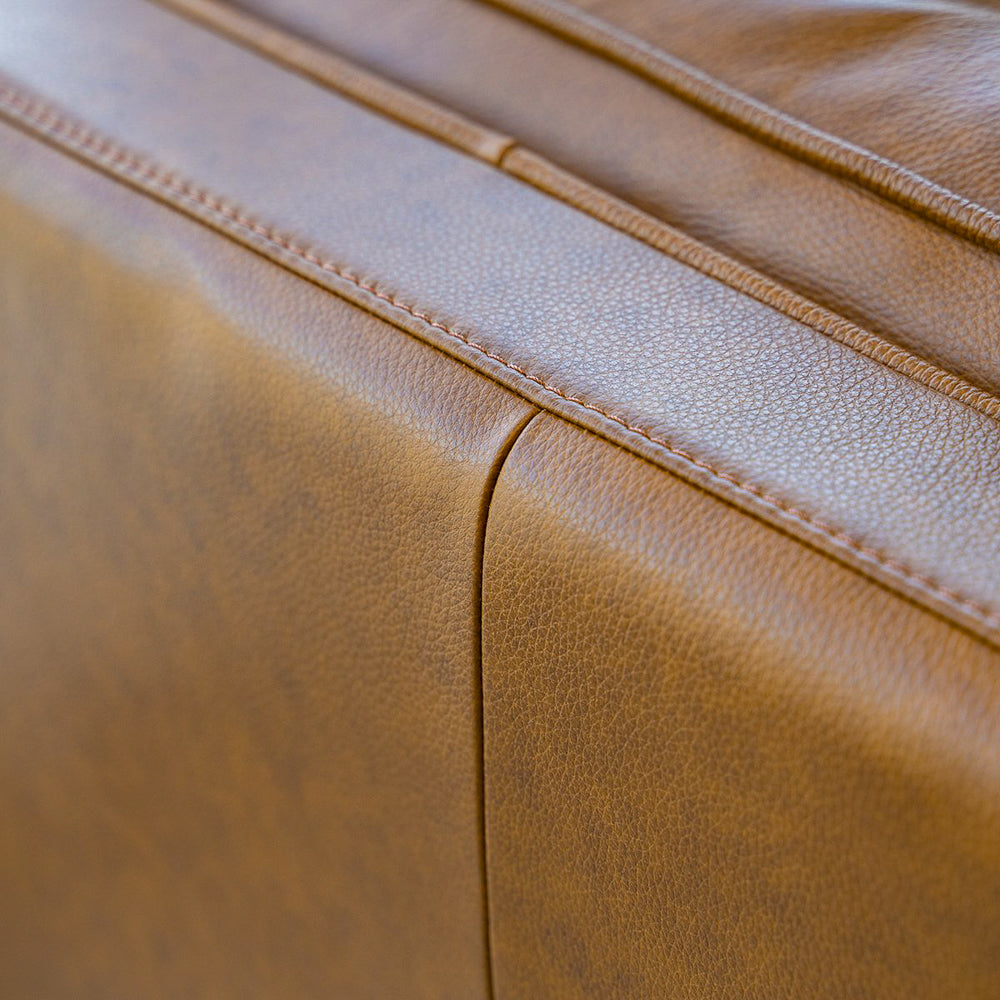 Ernest Mid-Century Modern Genuine Tan Leather Corner Sectional Sofa | MidinMod