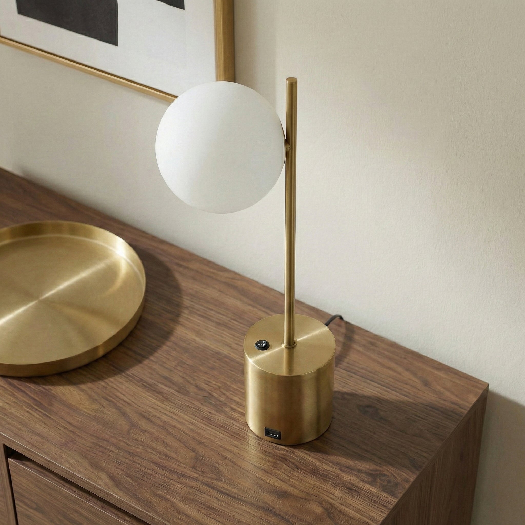 Ethereal Modern Small Brass Metal Table Lamp | MidinMod