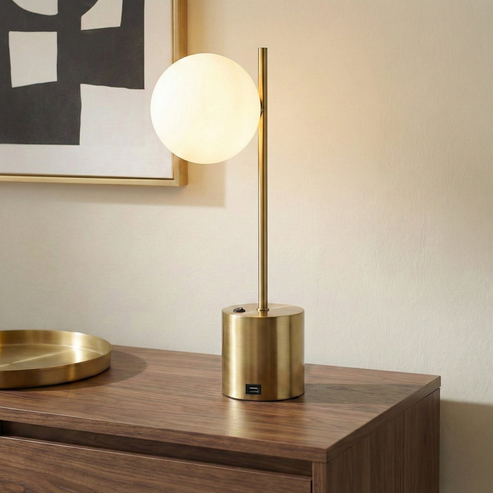 Ethereal Modern Small Brass Metal Table Lamp | MidinMod