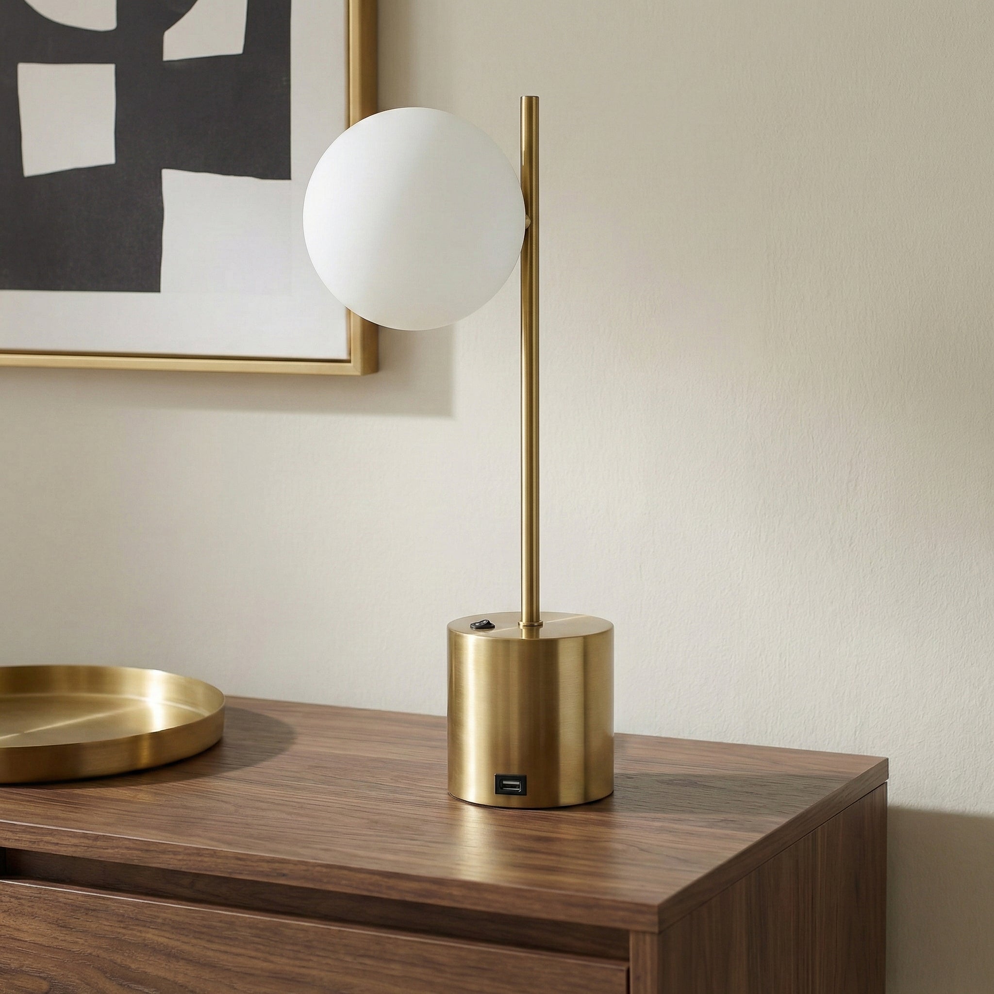 Ethereal Modern Small Brass Metal Table Lamp | MidinMod