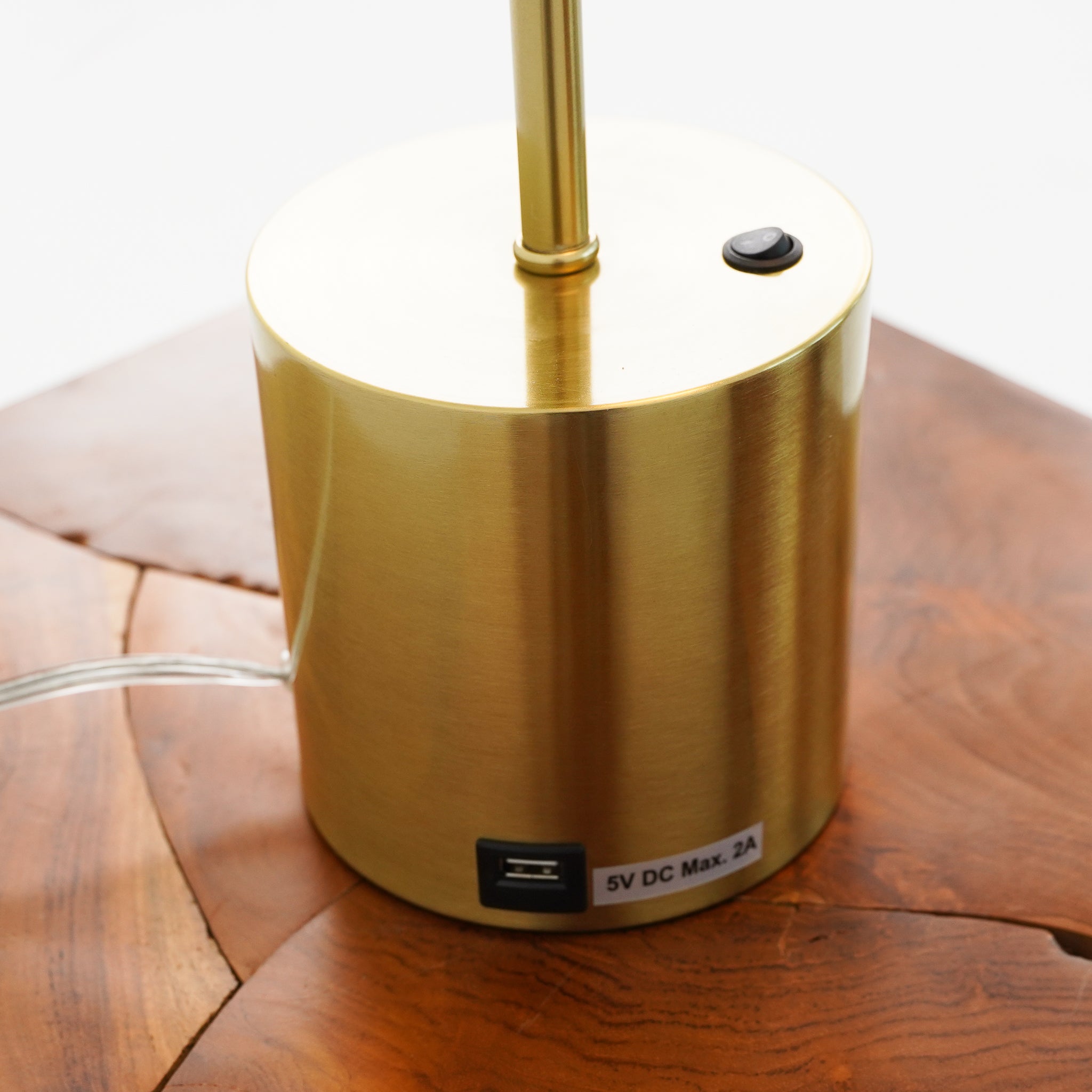 Ethereal Modern Small Brass Metal Table Lamp, Desk Lamp Fixture with White Glass Globe Shade