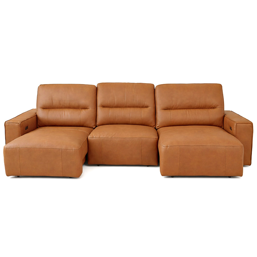 Eureka PWR Slider Sofa Bed | Genuine Top-Grain Cognac Leather & Electric Power Mechanism | MidinMod