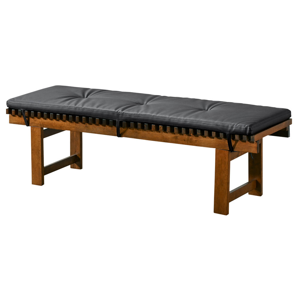 Evans Black Leather Bench