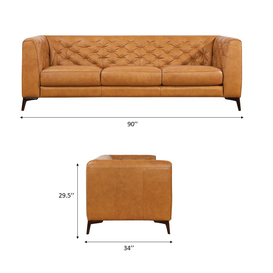 Fargo Tan Leather Sofa - MidinMod