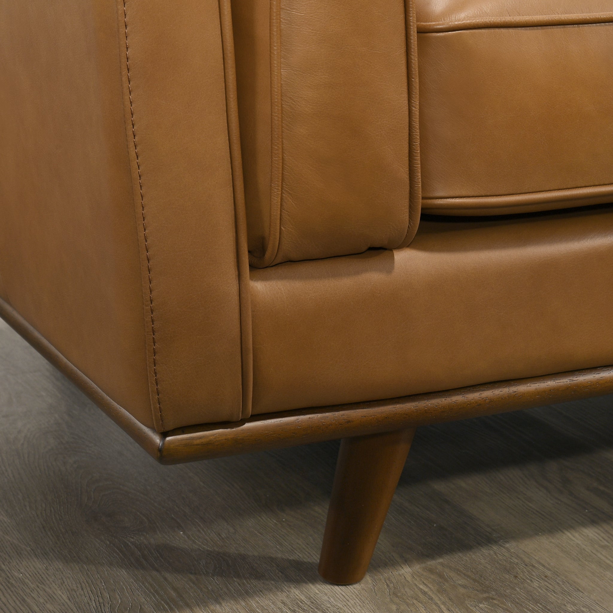 Ferre Modern Genuine Tan Leather Sofa - MidinMod