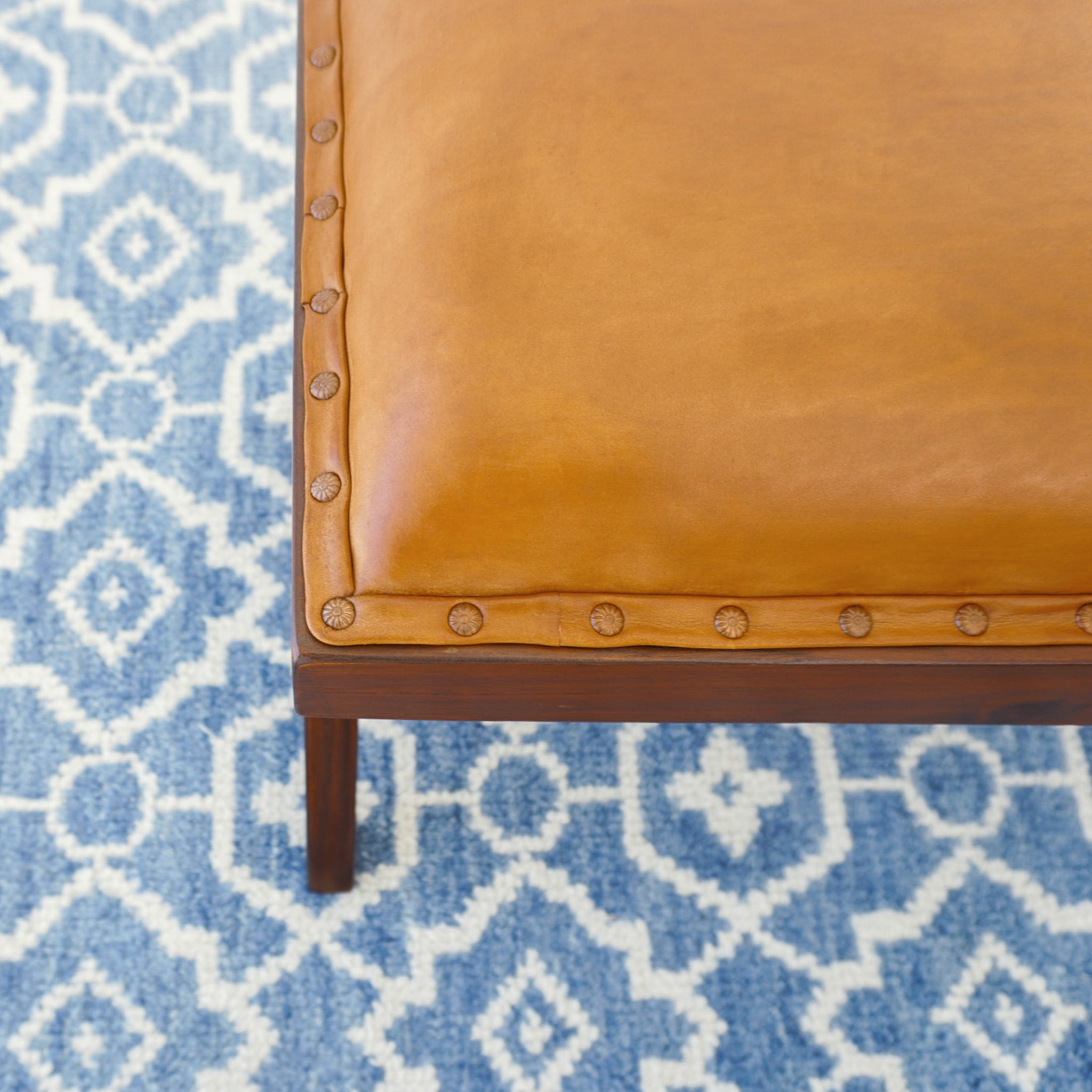 Finley Mid-Century Modern Mindi Wood & Genuine Leather Bench | Hand-Crafted Seating | MidinMod