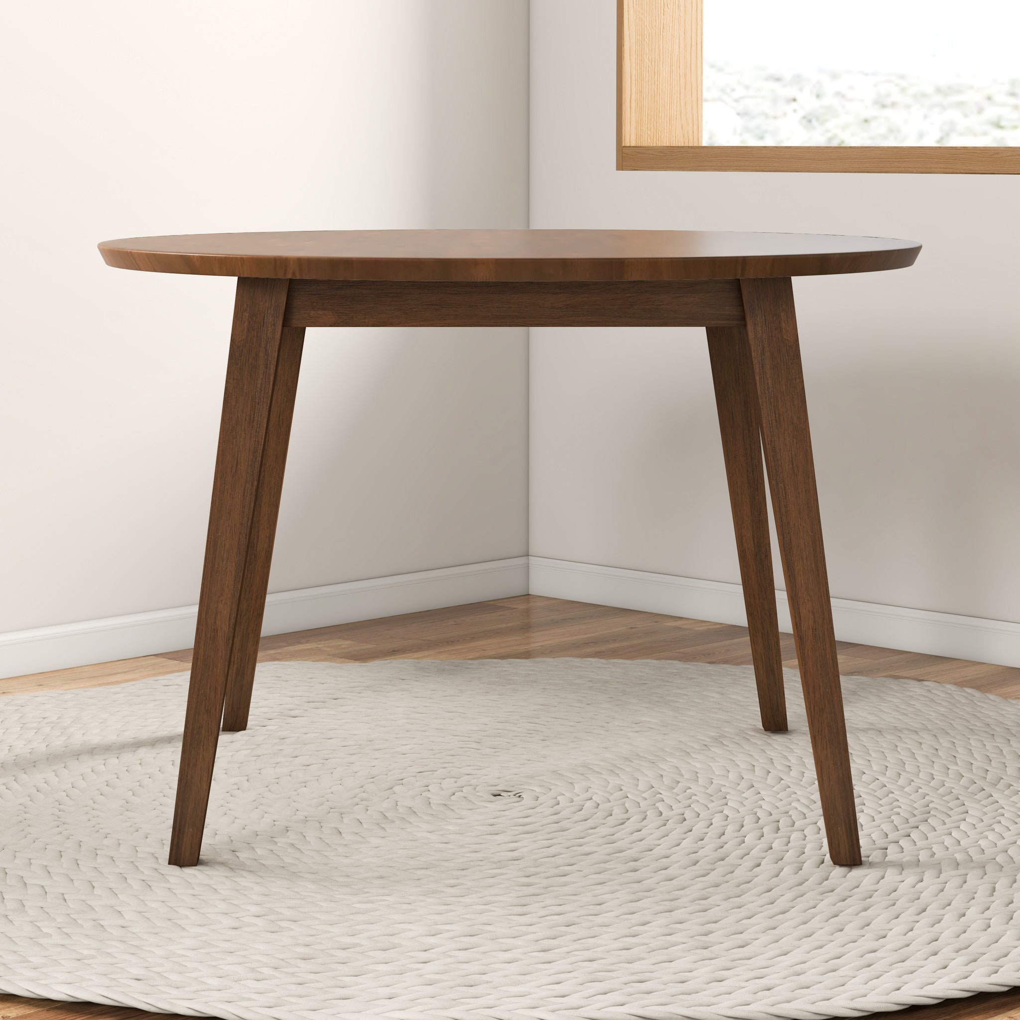 Fiona Round Walnut Dining Table | Mid-Century Modern Eucalyptus Wood Kitchen Table | MidinMod