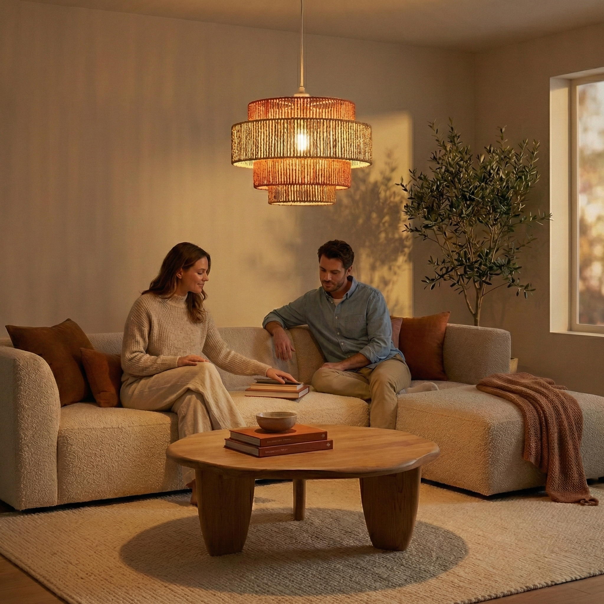 Flare Paper String Pendant Lamp | White, Natural, and Terracotta Weave | MidinMod