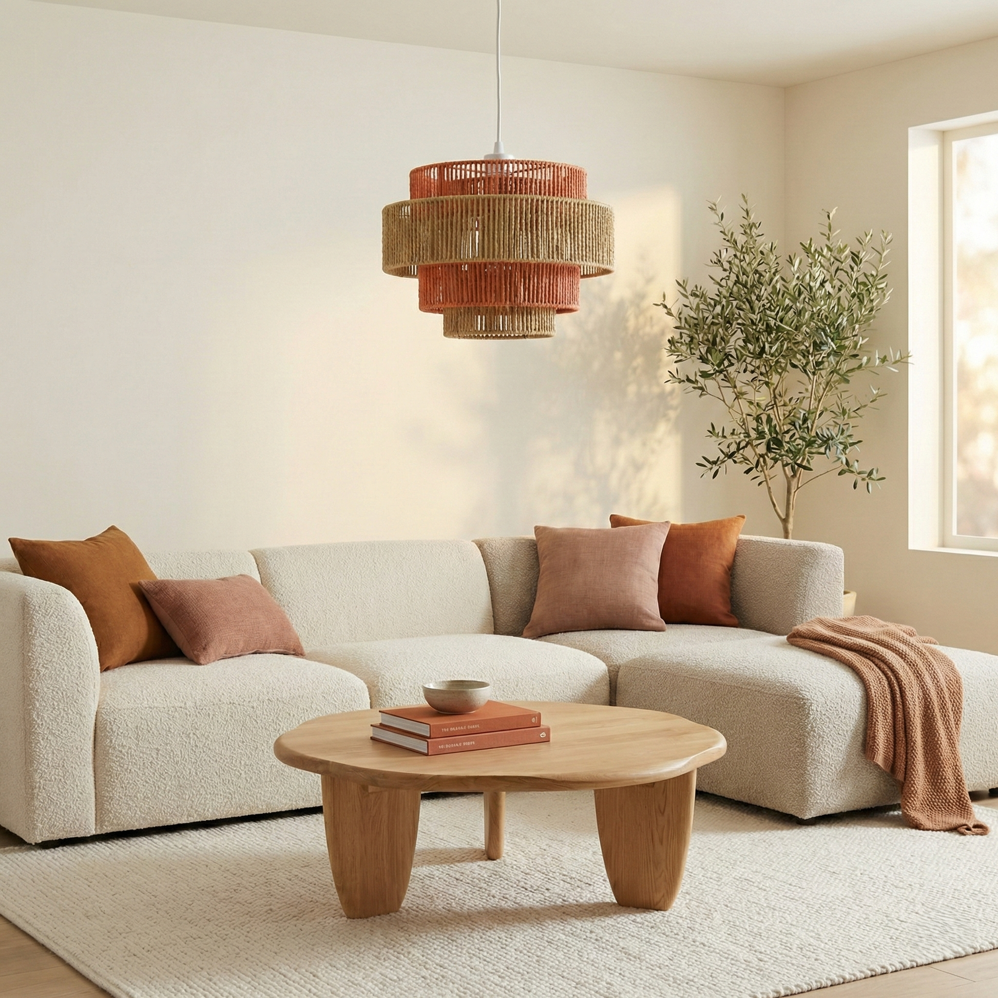 Flare Paper String Pendant Lamp | White, Natural, and Terracotta Weave | MidinMod