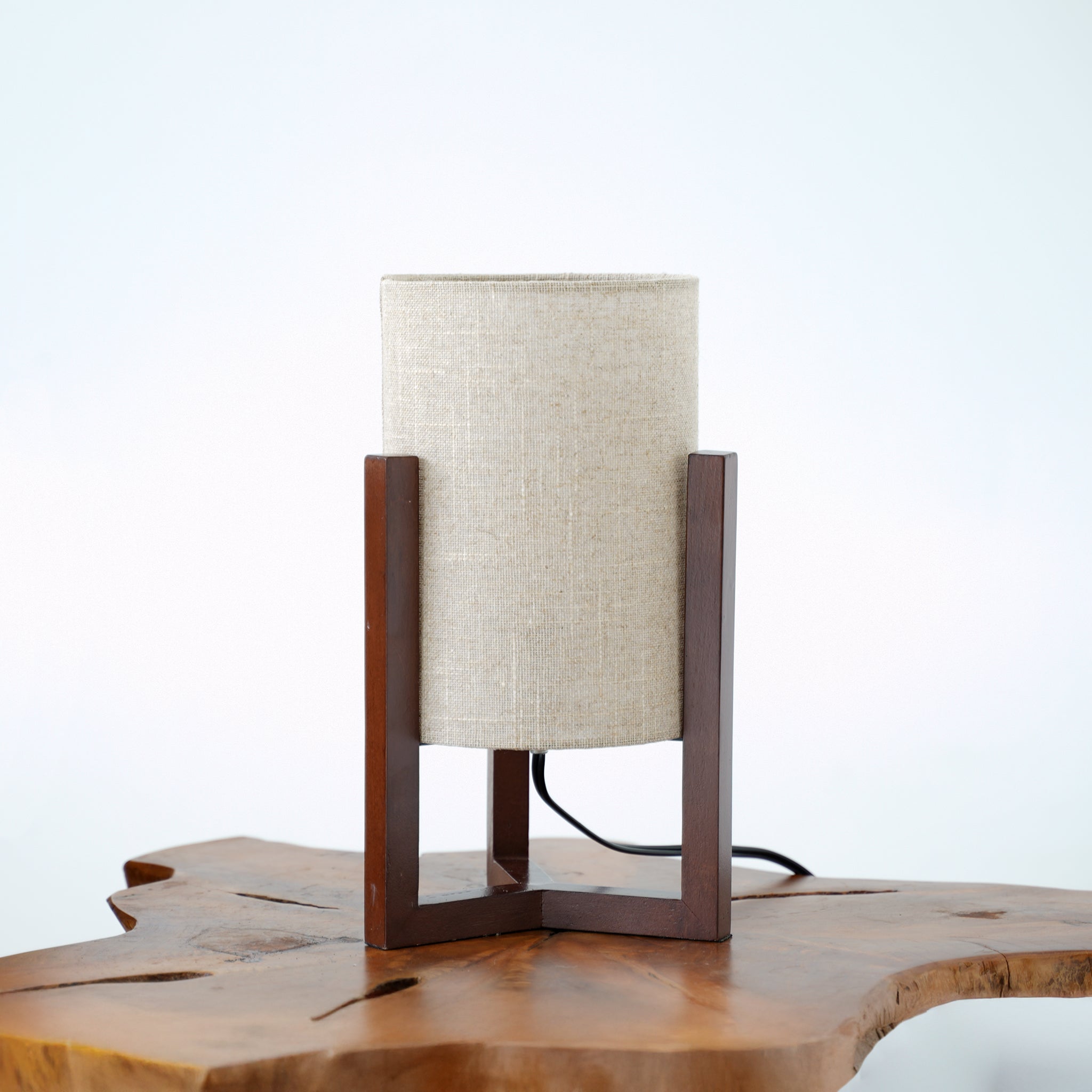 Flash Gold Clear Glass Table Lamp With Grey Shade