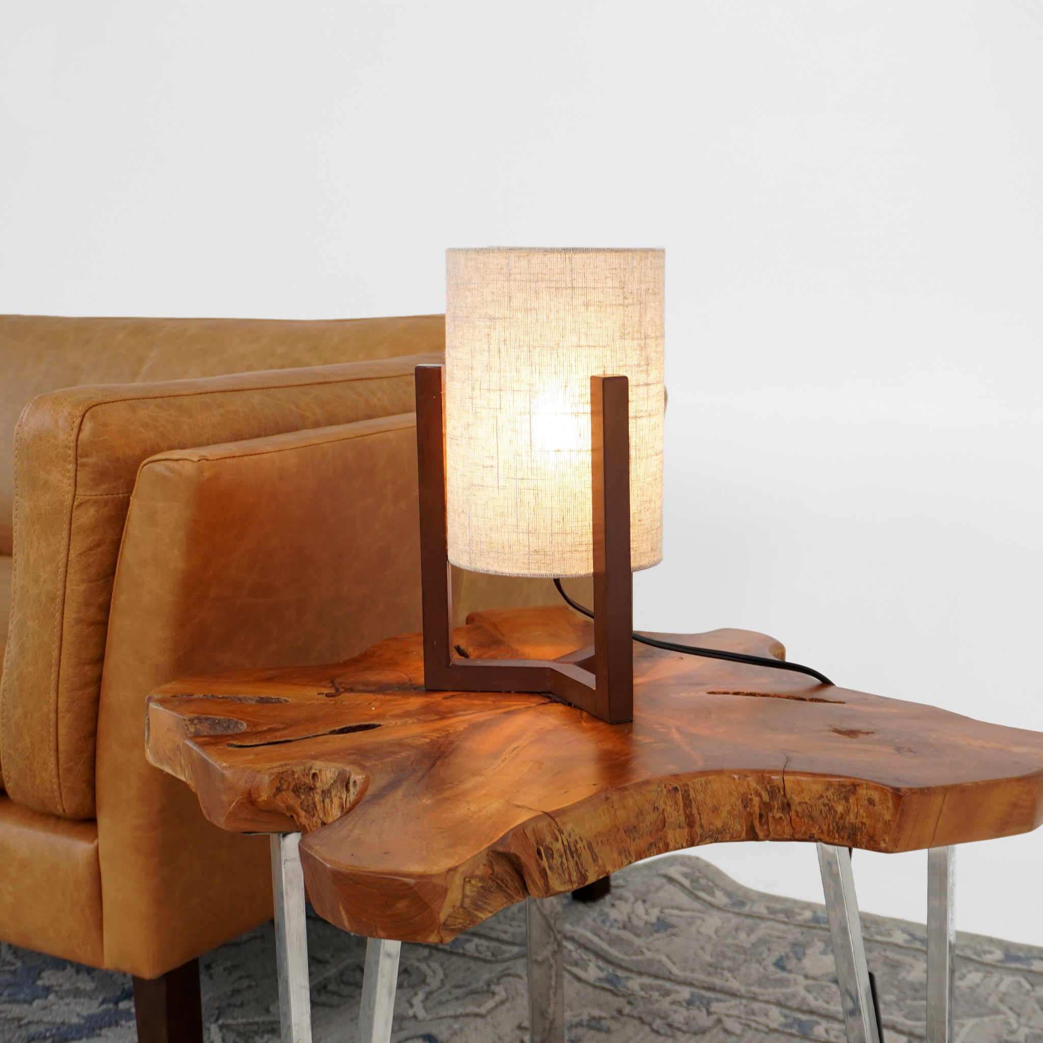 Flash Gold Clear Glass Table Lamp With Grey Shade