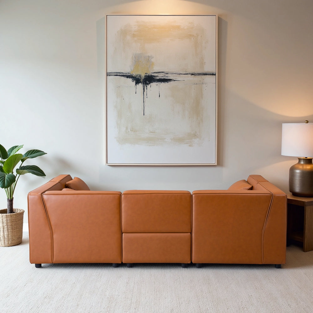 Floyd Cognac Vegan Leather Modular Sofa - MidinMod