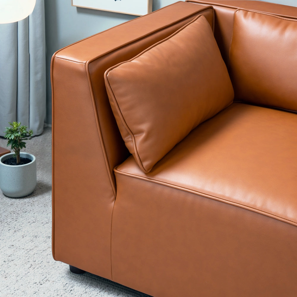 Floyd Cognac Vegan Leather Modular Sofa - MidinMod