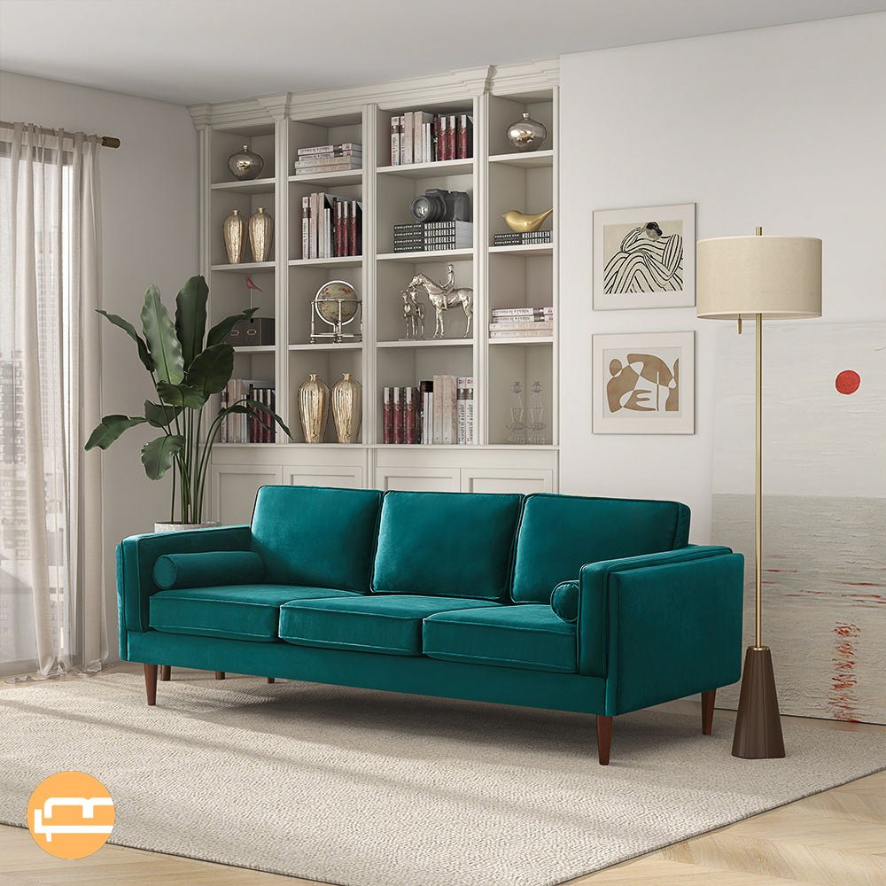 Fordham Teal Velvet Sofa - MidinMod